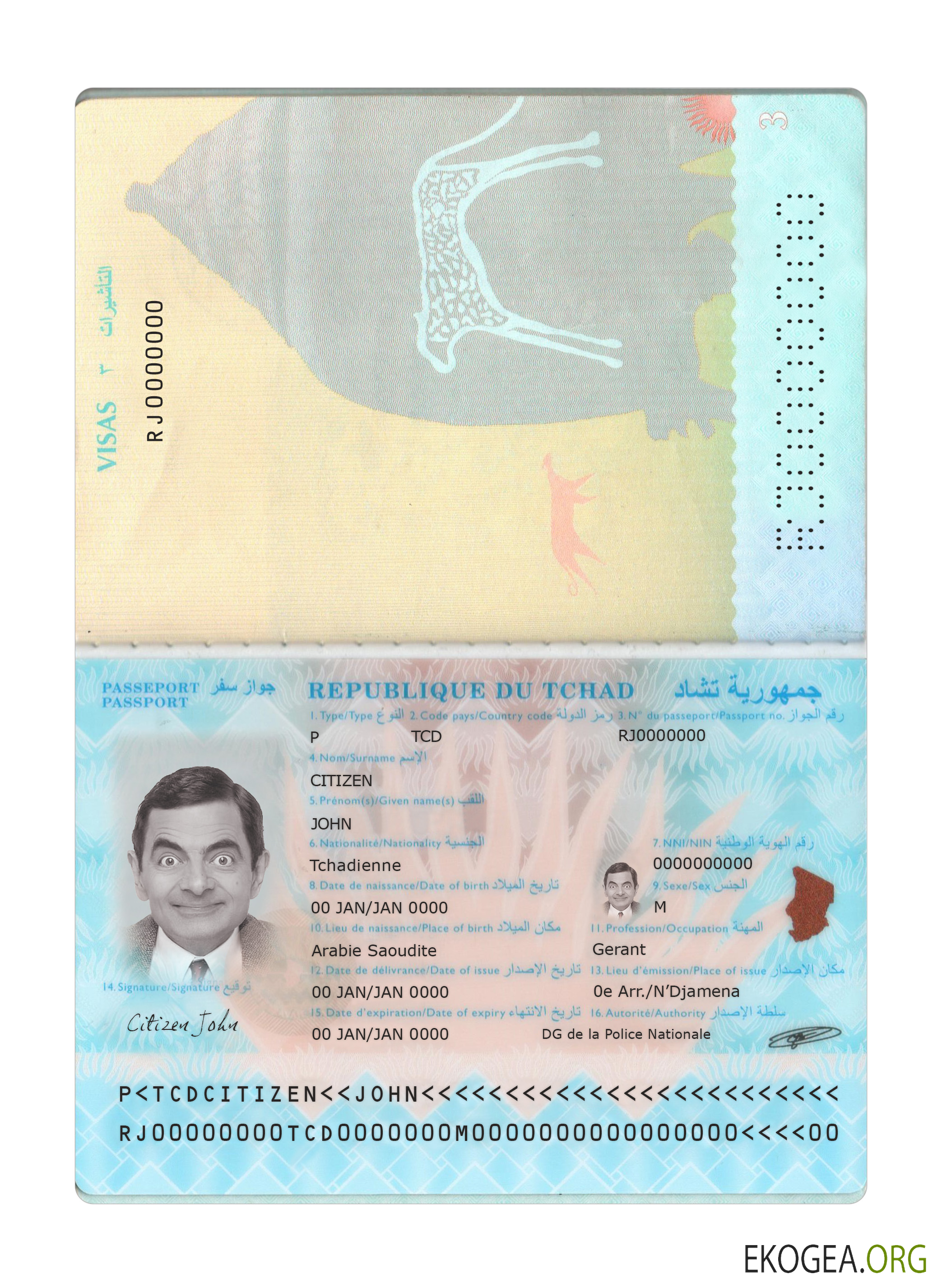 Passeport Du Tchad nouveau 2021 présent